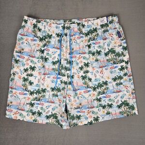 Caribbean‎ Swim Trunks Mens 3XT 8" Lined Green Tropical Floral Boardshorts NWT